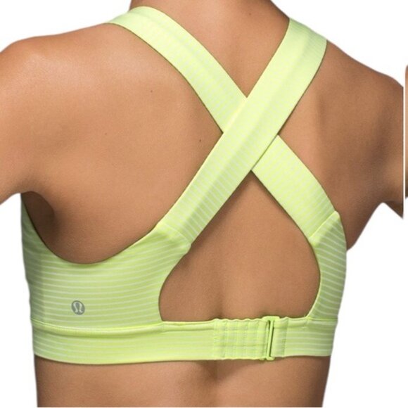 Lululemon All Sport Bra Adjustable Hyper Stripe Clear Mint Zest Women's Size 10 - Picture 1 of 7